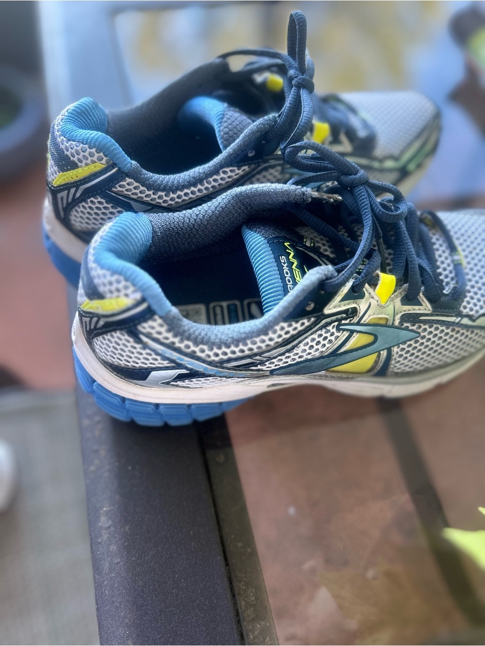 Brooks Kids Blue Gray & Yellow Athletic Sneakers